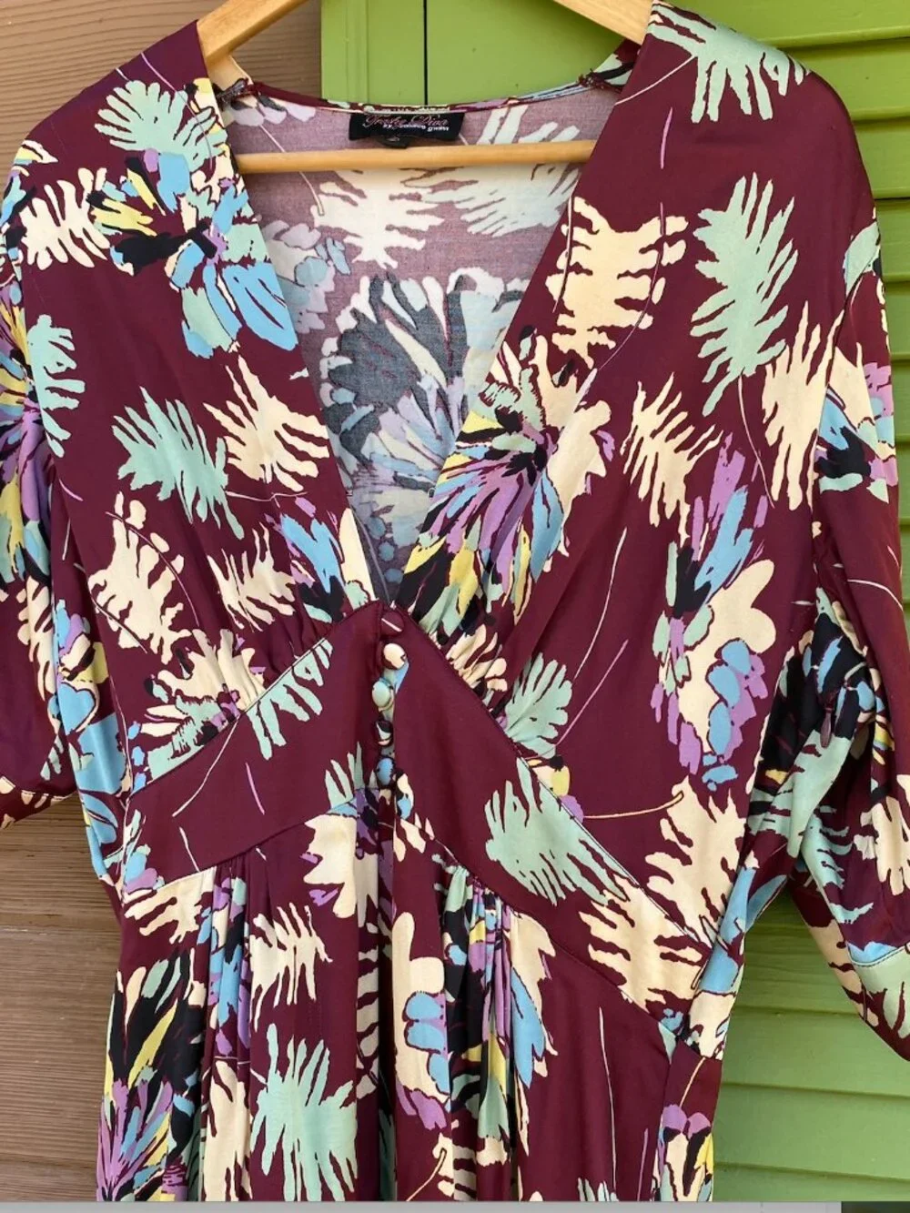 Trashy Diva Stretch Rayon Abstract Floral 1940s Style Dress - Size 10 - Picture 4 of 13